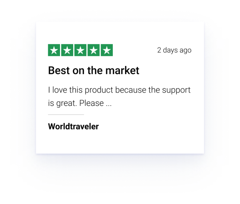 Trust Pilot Review card